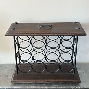 1950’s Mid century modern solid wood and iron wine rack